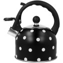 Czajnik z gwizdkiem mały 1.5L czarny w białe kropki indukcja BRUNBESTE BB-2416
