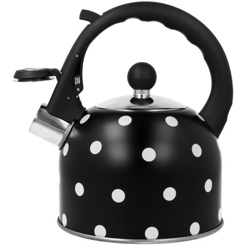 Czajnik z gwizdkiem mały 1.5L czarny w białe kropki indukcja BRUNBESTE BB-2416