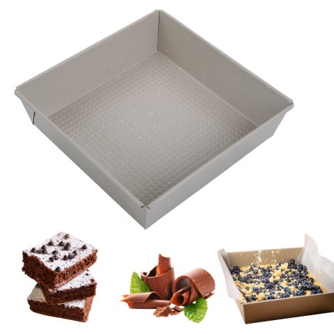 Forma do pieczenia ciasta, 24×24×6 cm, stal węglowa, marmurkowa, beżowa, KINGHOFF KH-1974