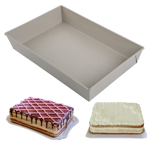 Forma do pieczenia ciasta, 36,5×24×6 cm, stal węglowa, marmurkowa, beżowa, KINGHOFF KH-1975