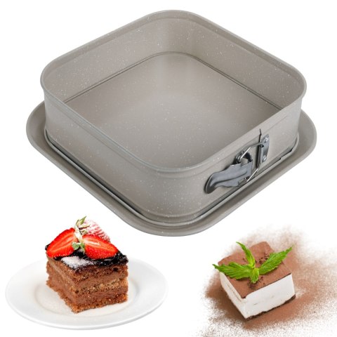 Forma do pieczenia ciasta, rozpinana, 27,5x27,5x8cm, stal węglowa, marmurkowa, beżowa, KINGHOFF KH-1977