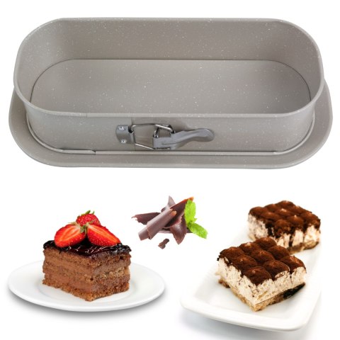 Forma do pieczenia ciasta, rozpinana, 34,5×15,5×8 cm, stal węglowa, marmurkowa, beżowa, KINGHOFF KH-1976