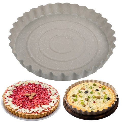 Forma do pieczenia tarty Ø28 cm, stal węglowa, marmurkowa, beżowa, KINGHOFF KH-1958