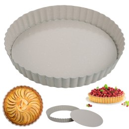 Forma do pieczenia tarty z wyjmowanym dnem Ø25 cm, stal węglowa, marmurkowa, beżowa, KINGHOFF KH-1969