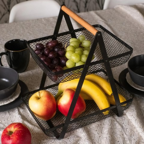 Koszyk na owoce warzywa piętrowy dwupoziomowy patera stojak Siatka BRUNBESTE BB-3410