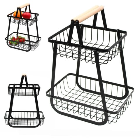 Koszyk na owoce warzywa piętrowy dwupoziomowy patera stojak kosz BRUNBESTE BB-4000