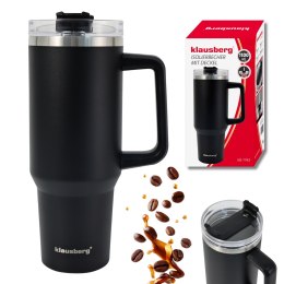 Kubek termiczny ze słomką rurką do auta duży na wodę 1100ml KLAUSBERG KB-7942 Czarny