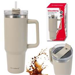 Kubek termiczny ze słomką rurką do auta duży na wodę 1100ml KLAUSBERG KB-7944 Beżowy