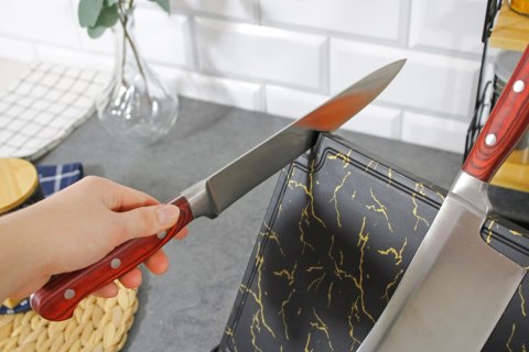 Magnetyczny stojak na noże kuchenne z ostrzałką do noży czarny marmurek BRUNBESTE BB-3772