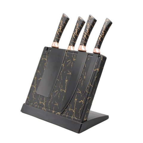 Magnetyczny stojak na noże kuchenne z ostrzałką do noży czarny marmurek BRUNBESTE BB-3772