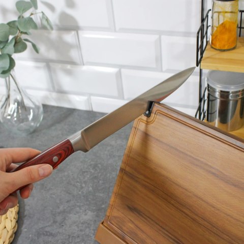 Magnetyczny stojak na noże kuchenne z ostrzałką do noży imitacja drewna BRUNBESTE BB-3770