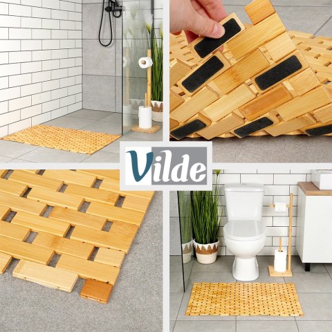 Mata antypoślizgowa łazienkowa bambusowa 80x50cm VILDE 567038