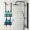 Półka pod prysznic do łazienki łazienkowa metalowa czarna zawieszana 23x10.5x75cm VILDE 567015