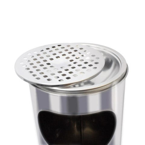 Popielnica z koszem na śmieci stojąca zewnętrzna KOSZ srebrna 12L BRUNBESTE BB-4453