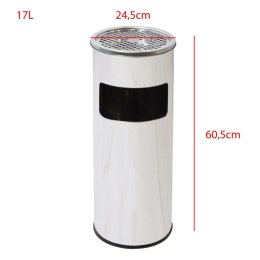 Popielnica z koszem na śmieci stojąca zewnętrzna KOSZ srebrna 17L BRUNBESTE BB-4454