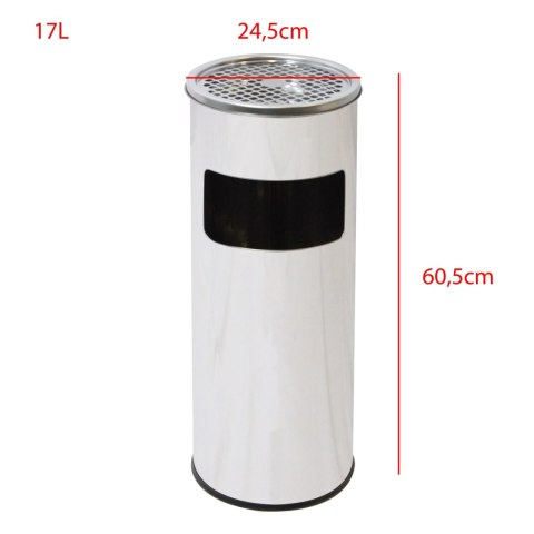 Popielnica z koszem na śmieci stojąca zewnętrzna KOSZ srebrna 17L BRUNBESTE BB-4454