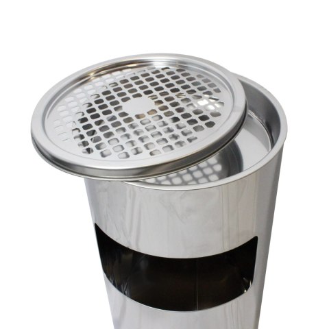 Popielnica z koszem na śmieci stojąca zewnętrzna KOSZ srebrna 17L BRUNBESTE BB-4454