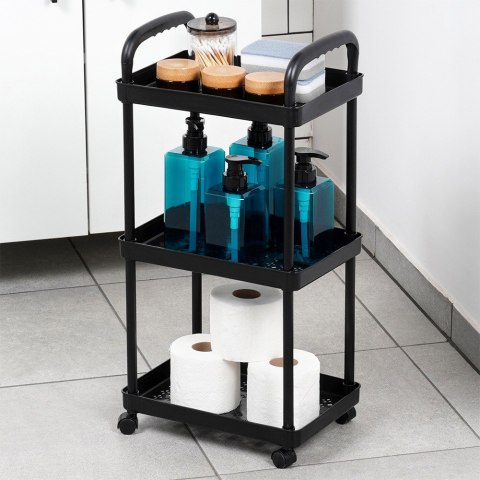 Regał na kółkach czarny 3-poziomowy 30x21x61cm VILDE 568112