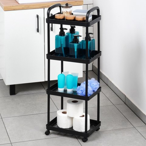 Regał na kółkach czarny 4-poziomowy 30x21x86cm VILDE 568113