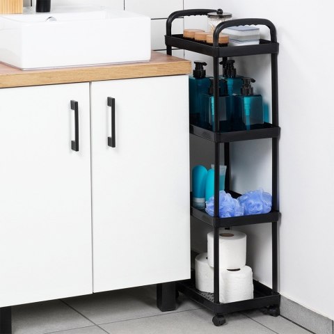 Regał na kółkach czarny 4-poziomowy 30x21x86cm VILDE 568113