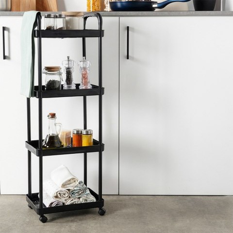 Regał na kółkach czarny 4-poziomowy 30x21x86cm VILDE 568113