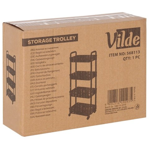 Regał na kółkach czarny 4-poziomowy 30x21x86cm VILDE 568113