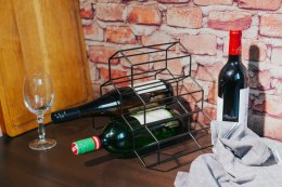 Stojak na butelki wina wino uchwyt organizer metalowy do 6 butelek BRUNBESTE BB-3417