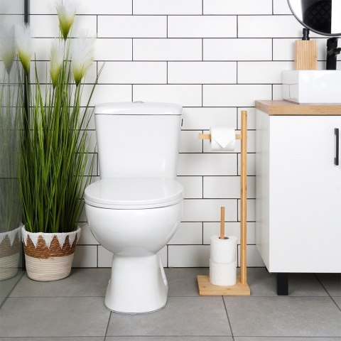 Stojak na papier toaletowy do łazienki drewniany 70cm VILDE 567039