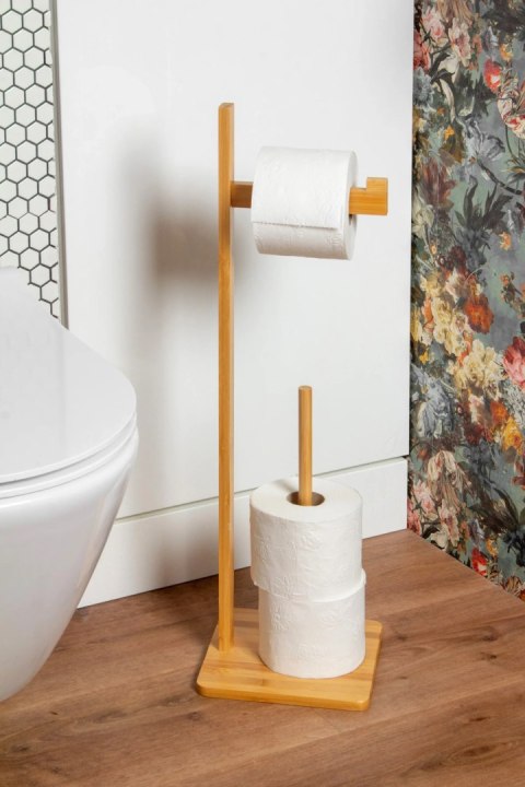 Stojak na papier toaletowy uchwyt wieszak do łazienki bambusowy brązowy BRUNBESTE BB-2559