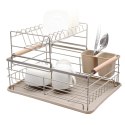Suszarka do naczyń stojąca dwupoziomowa 43x28.5x32cm metal beżowa BRUNBESTE BB-4027