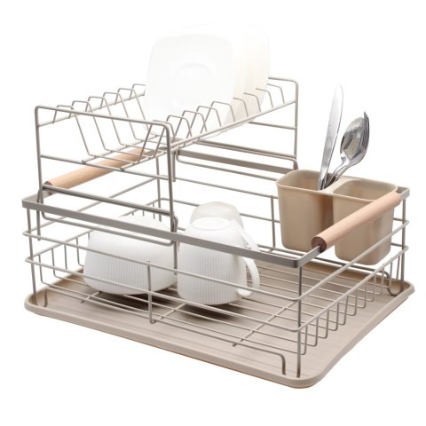 Suszarka do naczyń stojąca dwupoziomowa 43x28.5x32cm metal beżowa BRUNBESTE BB-4027