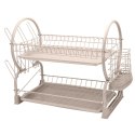 Suszarka do naczyń stojąca dwupoziomowa 51x25x37 metalowa beżowa BRUNBESTE BB-4029