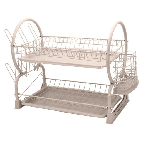 Suszarka do naczyń stojąca dwupoziomowa 51x25x37 metalowa beżowa BRUNBESTE BB-4029