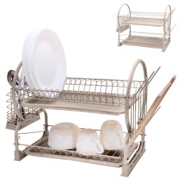 Suszarka do naczyń stojąca dwupoziomowa 51x25x37 metalowa beżowa BRUNBESTE BB-4029