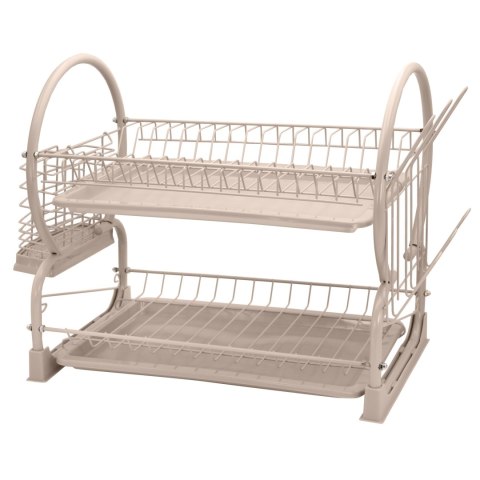 Suszarka do naczyń stojąca dwupoziomowa 51x25x37 metalowa beżowa BRUNBESTE BB-4029