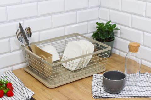 Suszarka do naczyń stojąca ociekacz 37x30.5x15cm metalowa beżowa BRUNBESTE BB-4028