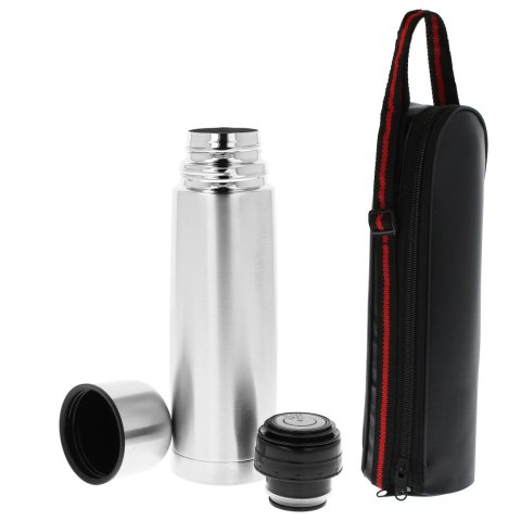 Termos do kawy na herbatę stalowy z pokrowcem 0.75L srebrny BRUNBESTE BB-1051