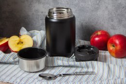 Termos obiadowy 500ml ze składaną łyżeczką na obiad zupę czarny MATOWY BRUNBESTE BB-3570