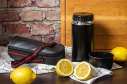 Termos obiadowy na obiad zupę żywność 1000ml z pokrowcem czarny BRUNBESTE BB-1060