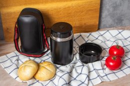 Termos obiadowy na obiad zupę żywność 600ml z pokrowcem czarny BRUNBESTE BB-1062