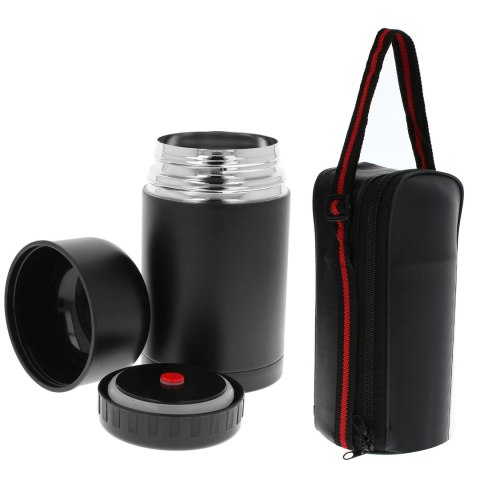 Termos obiadowy na obiad zupę żywność 600ml z pokrowcem czarny BRUNBESTE BB-1062