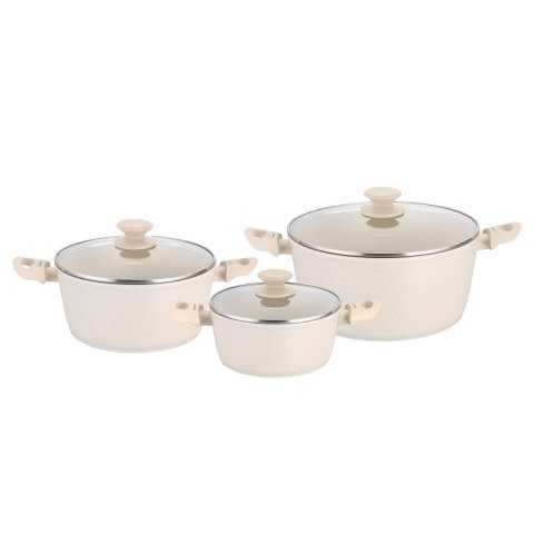 Zestaw garnków 6 ele. aluminium odlewane, powłoka non-stick, kremowy, KLAUSBERG KB-7961
