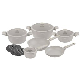 Zestaw garnków i patelni 12 ele. garnki, aluminium odlewane, powłoka non-stick, indukcja, beżowy, KLAUSBERG KB-7969