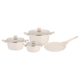 Zestaw garnków i patelni 7 ele. aluminium odlewane, powłoka non-stick, kremowy, KLAUSBERG KB-7963