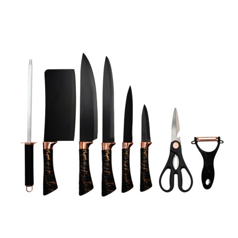 Zestaw noży kuchennych w stojaku noże kuchenne komplet 9-ele BRUNBESTE BB-3800