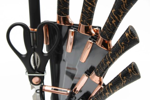 Zestaw noży kuchennych w stojaku noże kuchenne komplet 9-ele BRUNBESTE BB-3800