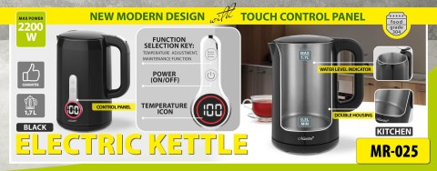 Czajnik elektryczny 1.7L 2200W czarny MAESTRO MR-025-BLACK