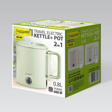 Czajnik elektryczny mały garnek podróżny 2w1 0.8L 600W beżowy MAESTRO MR-009-BEIGE