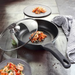 Patelnia głęboka marmurowa z pokrywką 26cm na gaz INDUKCJA nieprzywierająca TIROSS TS-1239
