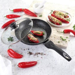 Patelnia marmurowa z pokrywką 24cm na gaz INDUKCJA nieprzywierająca TIROSS TS-1254P
